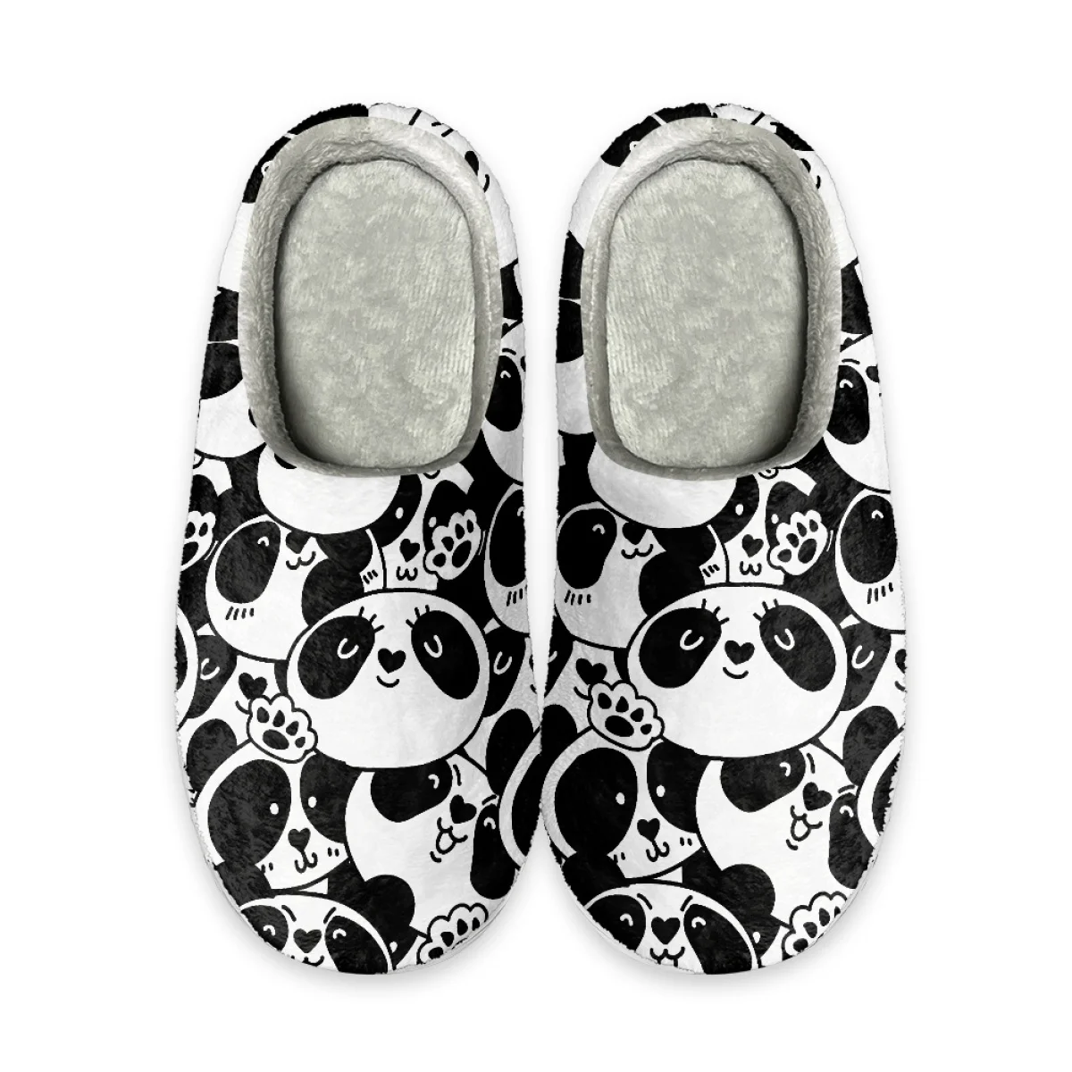 Cute Cartoon Giant Panda Pattern Home Cotton Slippers for Women Men Indoor Floor Flat Shoes Chaussure FemmeBedroom Slides New