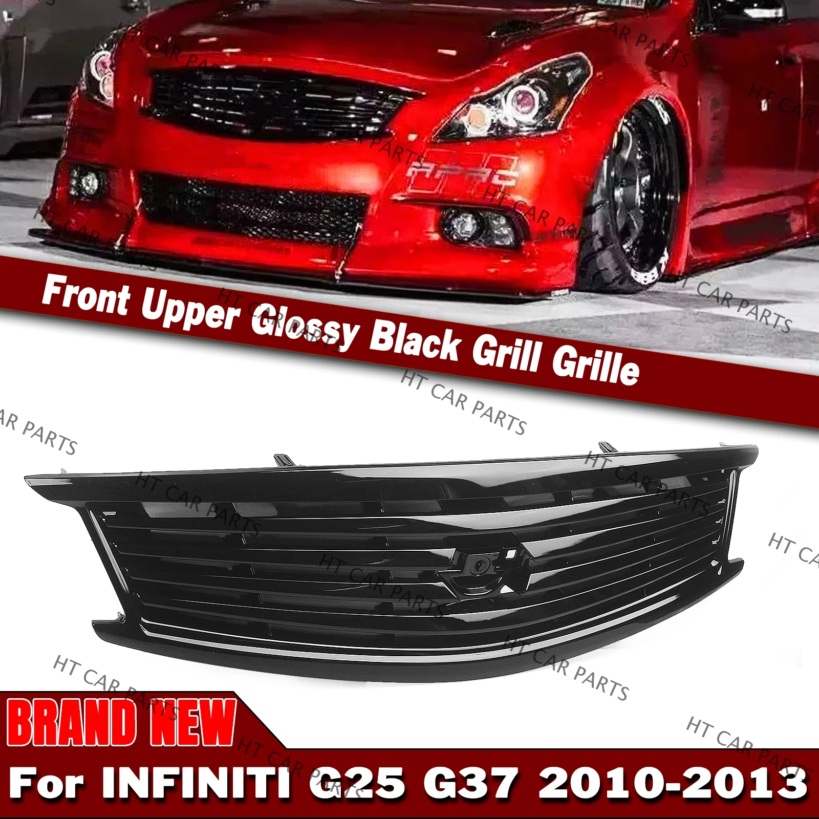 

1x Black Front Bumper Honeycomb Upper Grille For Infiniti G25 G37 4 Door Sedan 2010-2013 Infiniti Q40 4 Door Sedan 2015