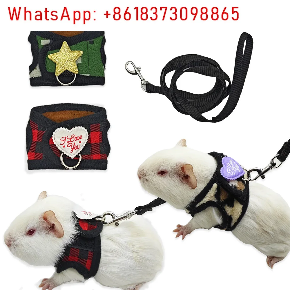 2pcs guinea pig rope for chinchilla special chest strap, hedgehog ferret rabbit rope, guinea pig outdoor tow rope