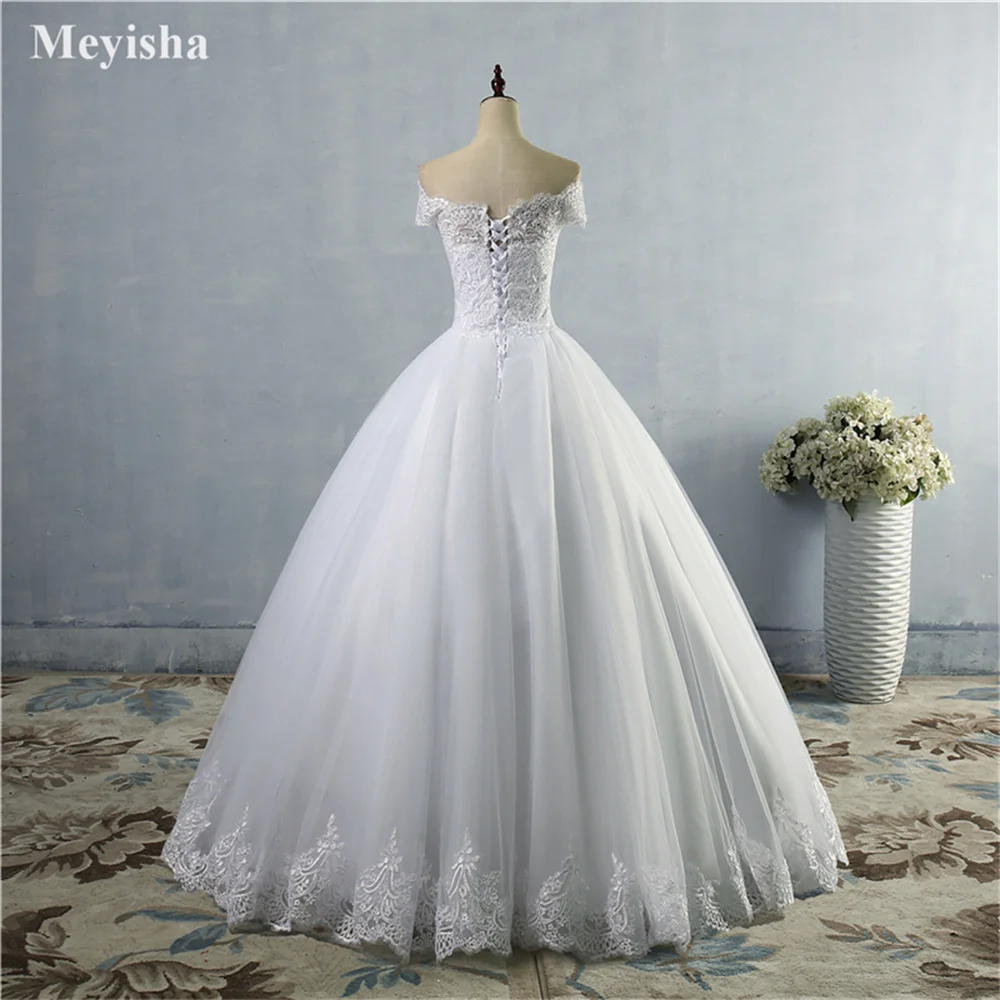 ZJ9097 Customized New White Ivory 2026 Wedding Dress For Brides With Lace Edge Plus Size Maxi Formal Off The Shoulder Gown