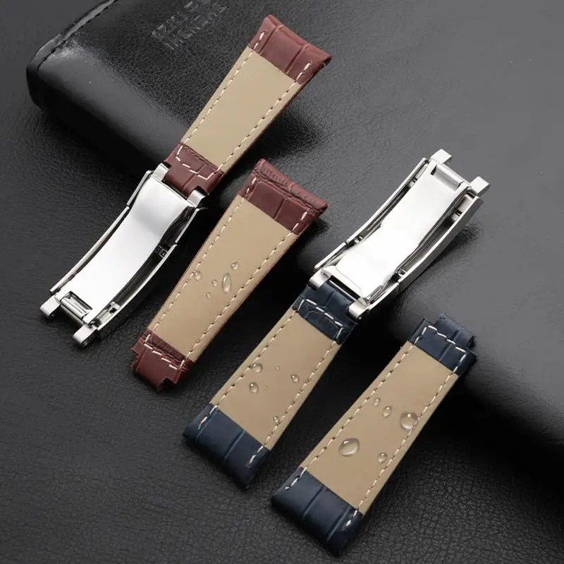 MAISITU 21mm Italian Quality Leather Watchband Fit For Rolex Strap New Green Submariner Explorer Yacht Master 42mm Dial Slider