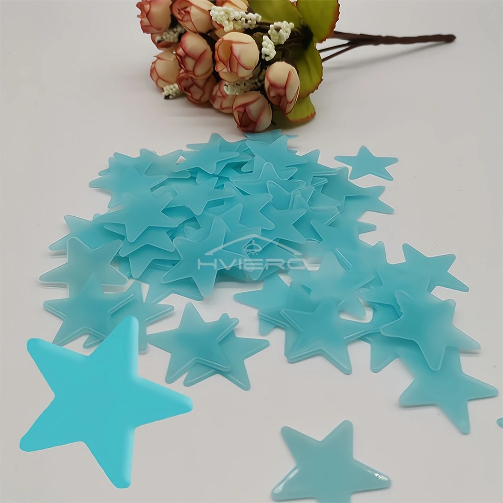 50X Glowing 3D Stars Glow in Dark on Wall Decoration Stickers Kids Baby Room Bedrooms Ceilings Home Fluorescent Pentagram Paper