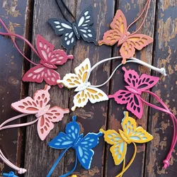 Cute Colorful Hollow Out Butterfly Keychains PU Keyrings Gift for Women Men Handbag Pendants Key Chains DIY Accessories