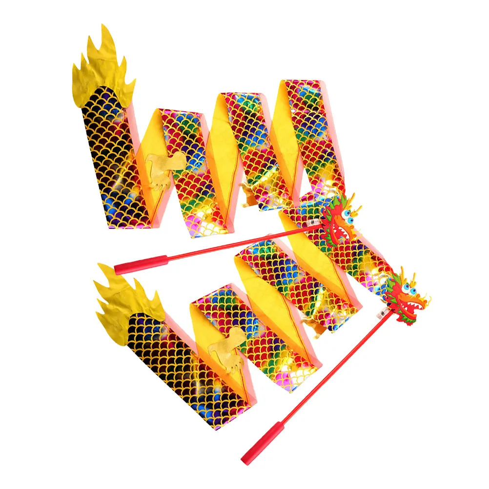 

2Pcs 2m Glowing Dragon Ribbon Lightweight Handle for Kids Dance Events Ribbon Kids Toy Chinese Dance Streamer