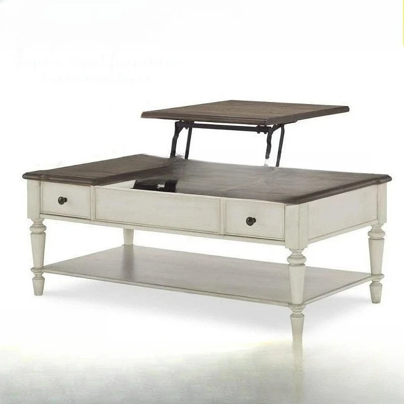 Lifting coffee table table dual-purpose multi-functional Zhonghai rural small apartment living room solid wood coffee table