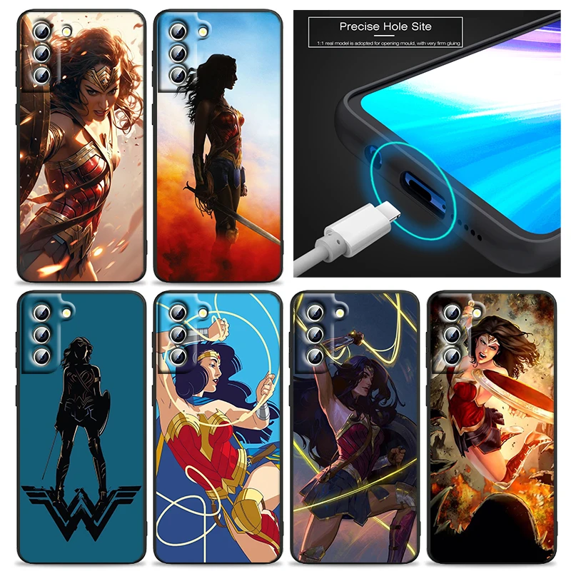 Movie Wonders Womans Hero For Samsung Galaxy S24 S23 S22 S21 S20 FE S10 S10E Plus Ultra Pro Lite 5G Black Back Phone Case