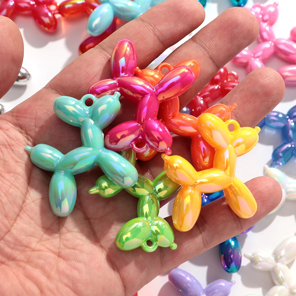 5 Stück AB Bunte Acryl-Anhänger 45x46mm in Form eines süßen Hundes für DIY-Schmuckherstellung, Schlüsselanhänger, Halsketten-Zubehör – Detail 6