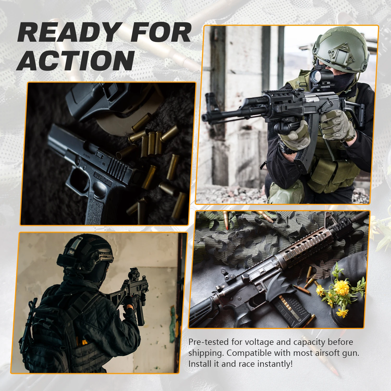 Baterai Airsoft VICMILE 7.4V 1400mAh ipo dengan Deans T Plug 30C Tingkat Pengosongan Tinggi 2S Baterai Lipo untuk Model Senjata Airsoft.