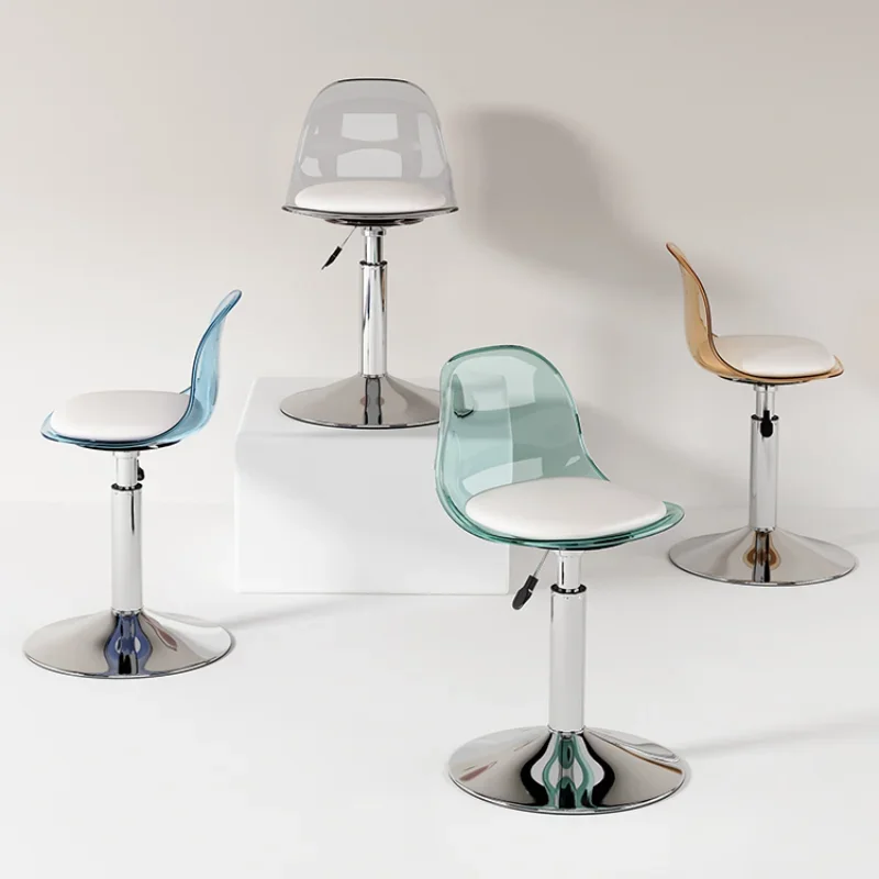 

Luxury Designer Reception Bar Stools - High Nordic Backrest Kitchen Counter Stools Modern Acrylic Chair Cadeira Furniture