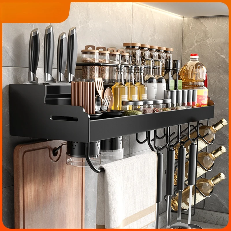 

Storage Rack Wall-Mounted Kitchen Punch-Free Cruet Shelf Chopsticks Cup Stainless Steel Draining Rack