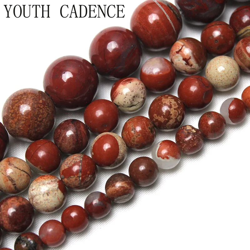 Perles Rondes en Pierre de Jaspe Rouge Naturelle pour Bijoux, Breloques de 15 Pouces, 4/6/8/10/12mm