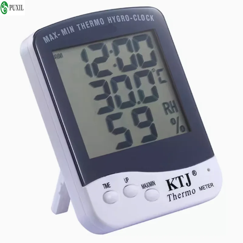 5 pcs TA218B Household Industrial Thermometer with Clock Indoor Electronic Temperature Humidity Meter Temperature Humidity Gauge