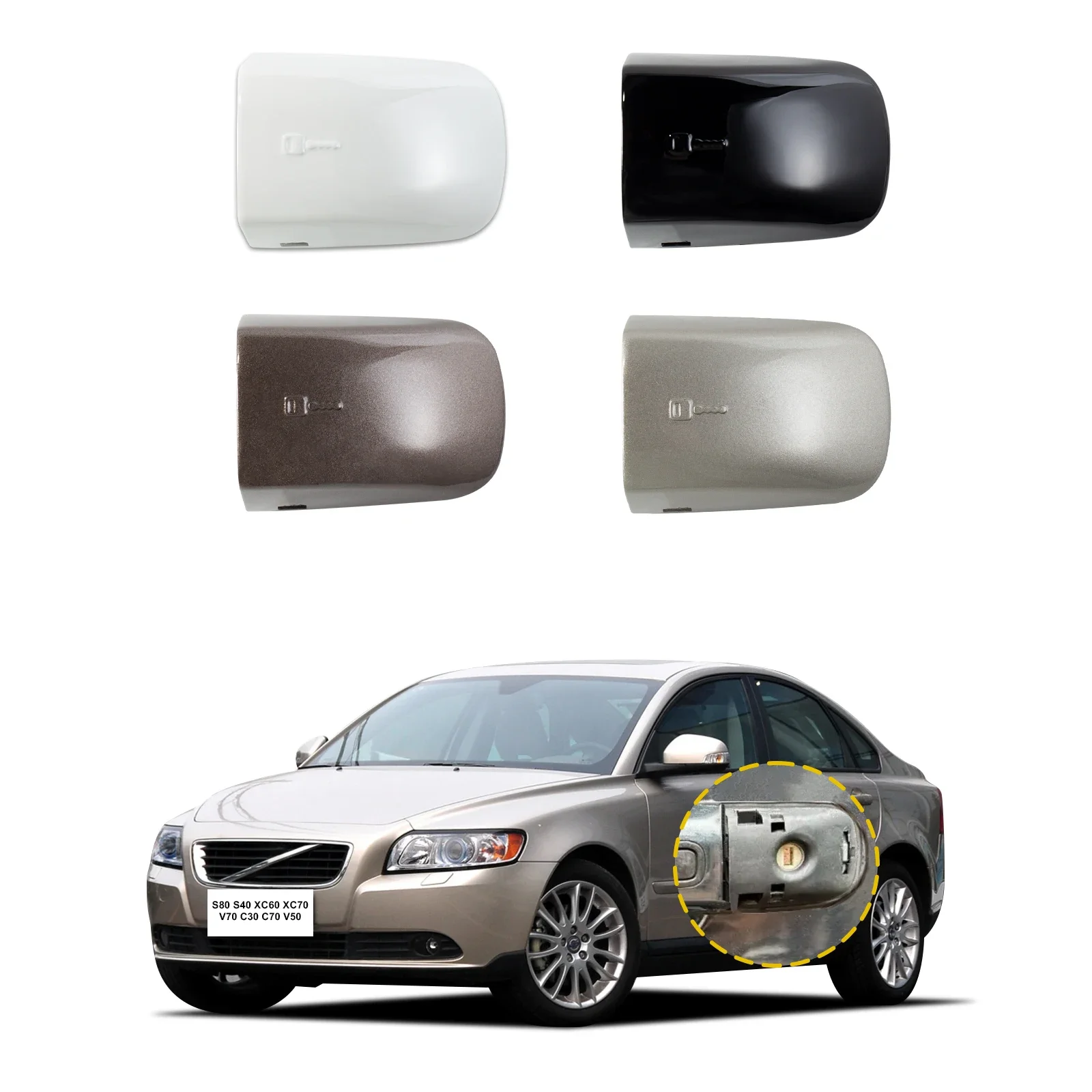 

Door Handle Cover Cap Compatible With Volvo S80 S40 XC60 XC70 V70 C30 C70 V50 39998270 Door Handle Key Cover Front Left