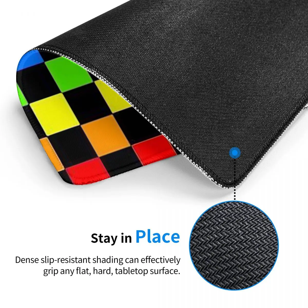 Rainbow Checkerboard Checked Pattern Mouse Pad Computer Keyboard Mouse Mat Gamer Laptop Desk Mat Office Accessories Table Mats