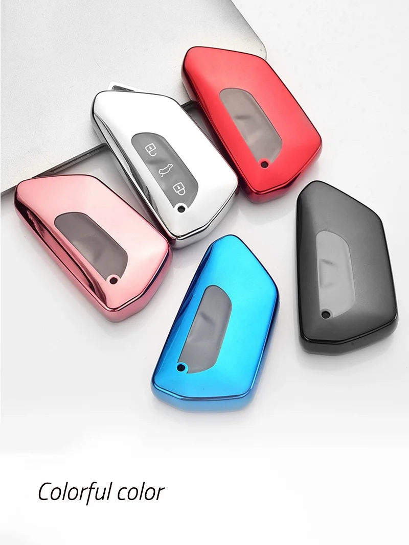 For VW Tiguan L Pro 2024-Pre Car Silicone Remote Smart Key Case Shelter Fob Holder Cover Trim