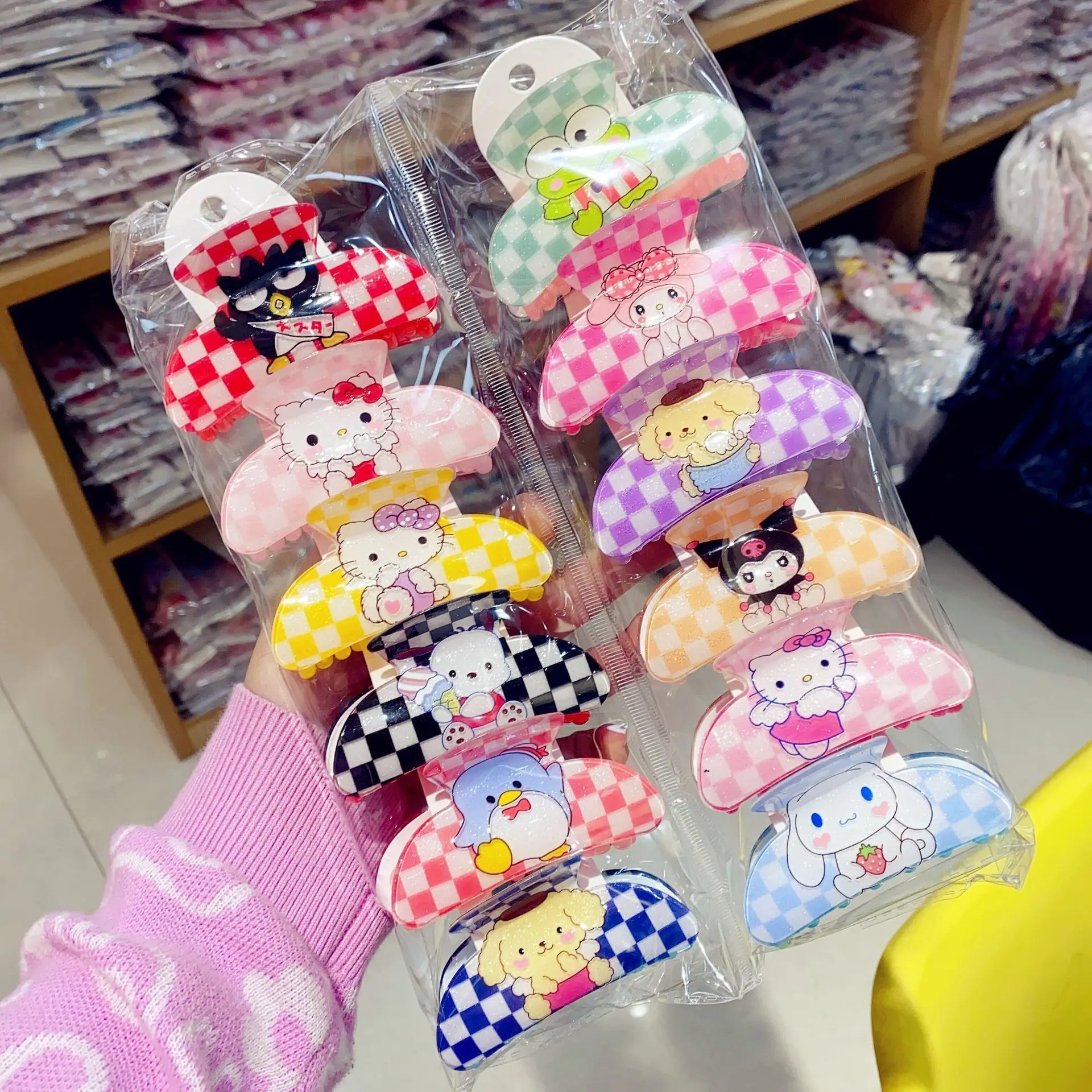 

12Pcs Cute Sanrio Hair Clip Anime Kuromi Cinnamoroll Hair Catch Head Dress Student Ornament Hair Accessories Girl Birthday Gift