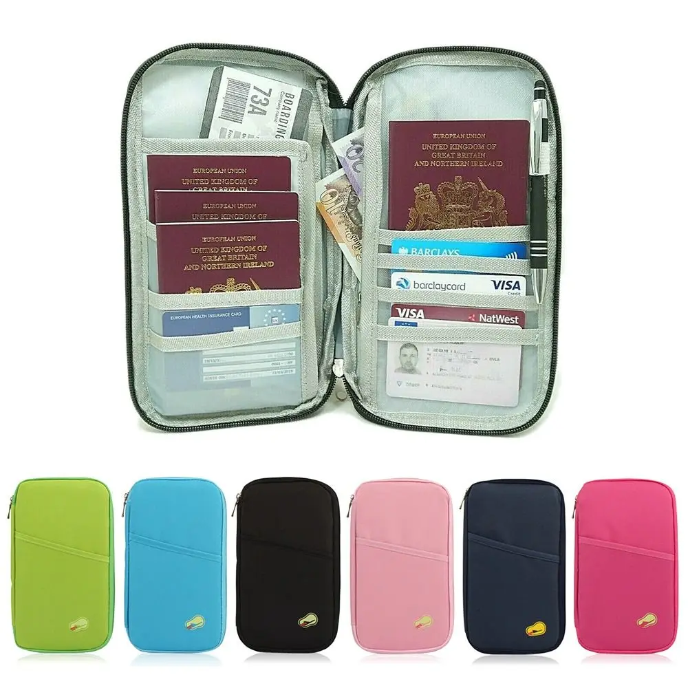 Multifunction Zipped Case Purse Passport Document Tickets Holder Travel Organiser Credit Card Storage Wallet Bag