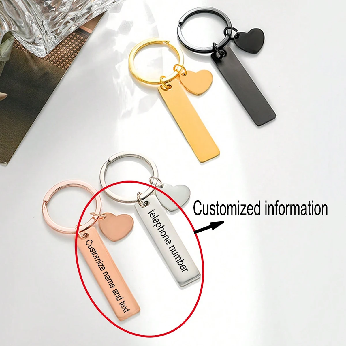 Custom Text Keychain Personali - Initial Ring Custom recension och pris