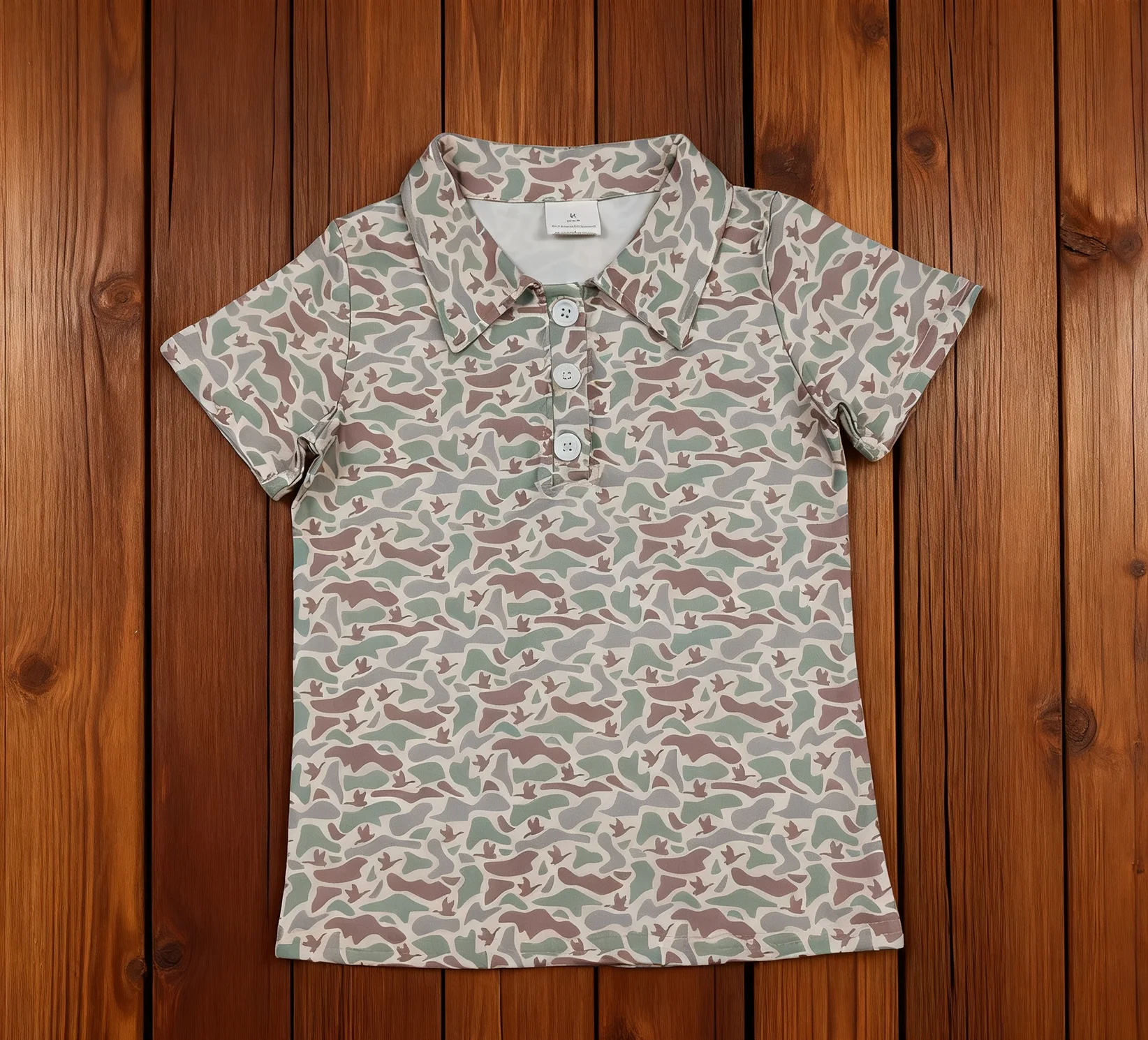 

Z1124-09 BT1354 Kids Spring Clothing Short Sleeve Camouflage Print Shirt Baby Boys Top