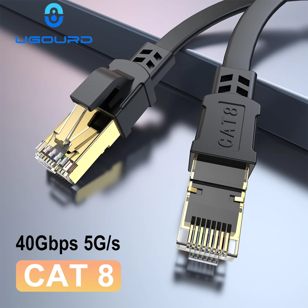 CAT 8 Kabel Ethernet 40 Gb/s 2000 MHz CAT8 RJ45 Kabel sieciowy LAN Patch Płaski 10 m 15 m 20 m 30 m 50 ft 100 stóp do routera modemu PS 5/4