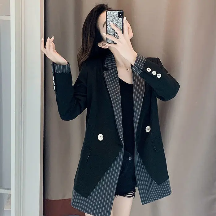 Blazer Mujer Cappotto da donna Welt Wrap-Around Fila Colletto con cerniera Extra-lungo Modello diviso Pieghe Minimalismo Spalle Ropa dorate