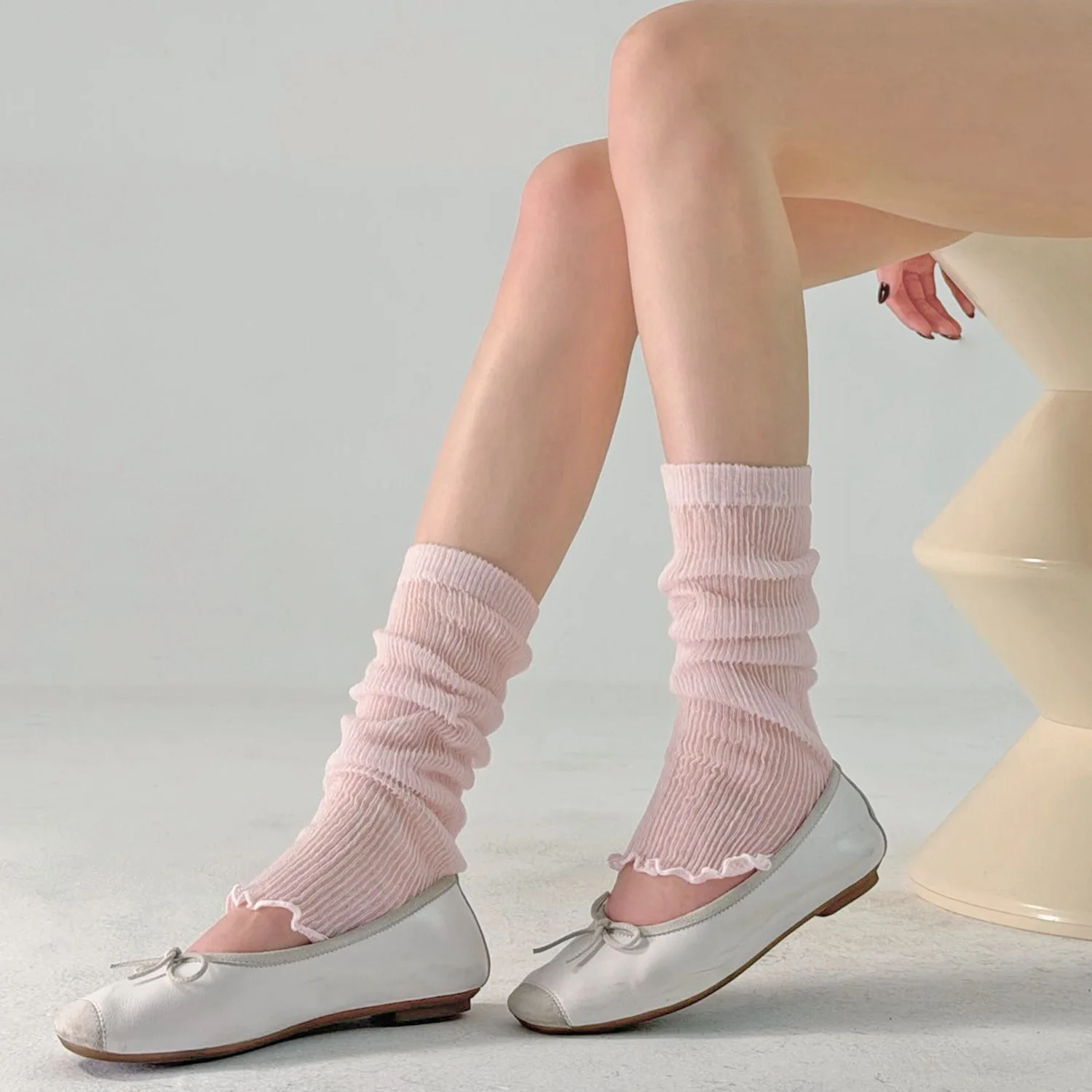 Women's Spring Summer New Girls Ultra-Thin Leg Warmers Modern Solid Color Calf Sleeves Socks Ballet Style Knee High Stacked Sock