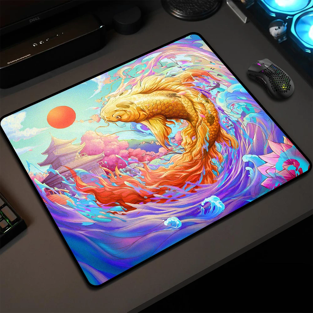 

Резиновый коврик для мыши Koi Fish, балансирующий нескользящий коврик для компьютерной мыши, геймерский профессиональный коврик для мыши для киберспорта, водонепроницаемый поверхностный настольный коврик