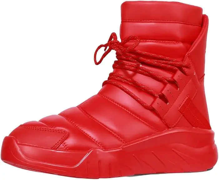 

Soulsfeng Men's Women's Waterproof Fashion red Boots Winter Warm High Top Shoes Anti-Slip Ankle White Booties