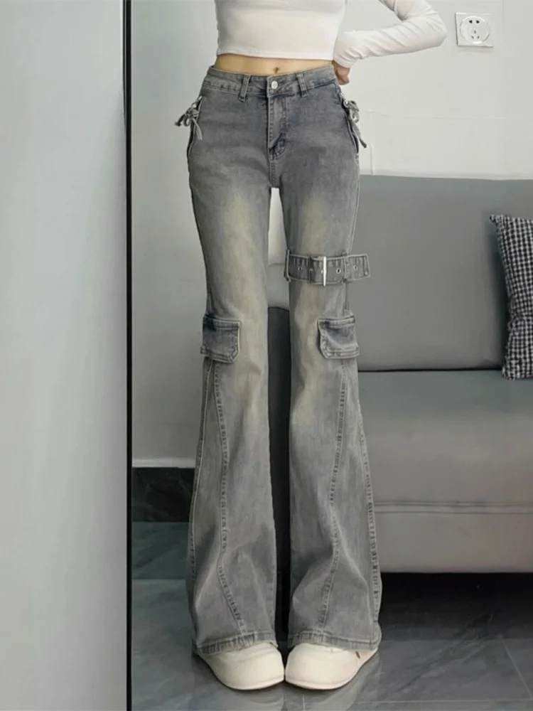 Jeans a gamba larga americani taglie forti Pantaloni in denim da lavoro dritti slim a vita alta larghi primavera autunno da donna