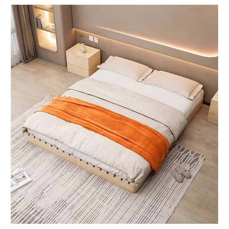 Modern Eco-Friendly Durable Minimalist Solid Wood Platform Bed Japanese Tatami Floor Bed Frame Queen King Size No Headboard - view 6