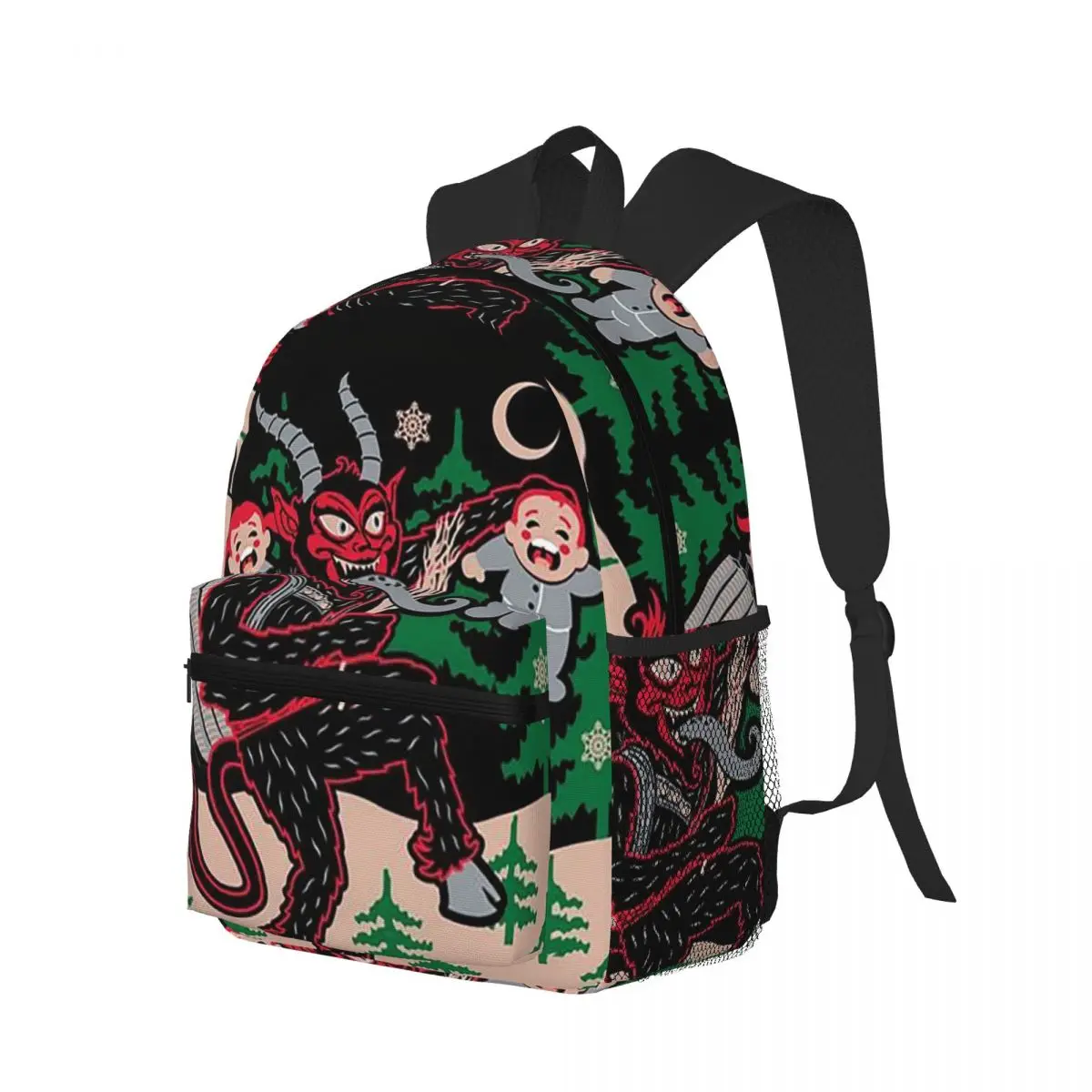 

Krampus Christmas Folklore Gothic Halloween Student Backpack School Bag Hiking Travel Daypack for Boy Girl Bookbag Shoulder Bags