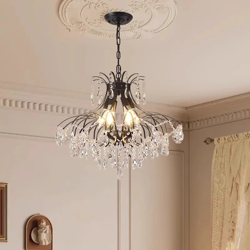 2025 Customizable French Crystal Chandelier Luxury Retro Black Main Light for Living Bedroom Lighting Pendant Chandeliers Lights