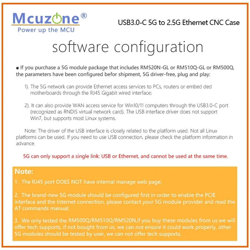 5G M.2 à l'Ethernet 2.5G (RJ45) USB3.0-C le cas de commande numérique par ordinateur, RM520N-GL de soutien, RM510Q-GL et RM500Q-GL/CN