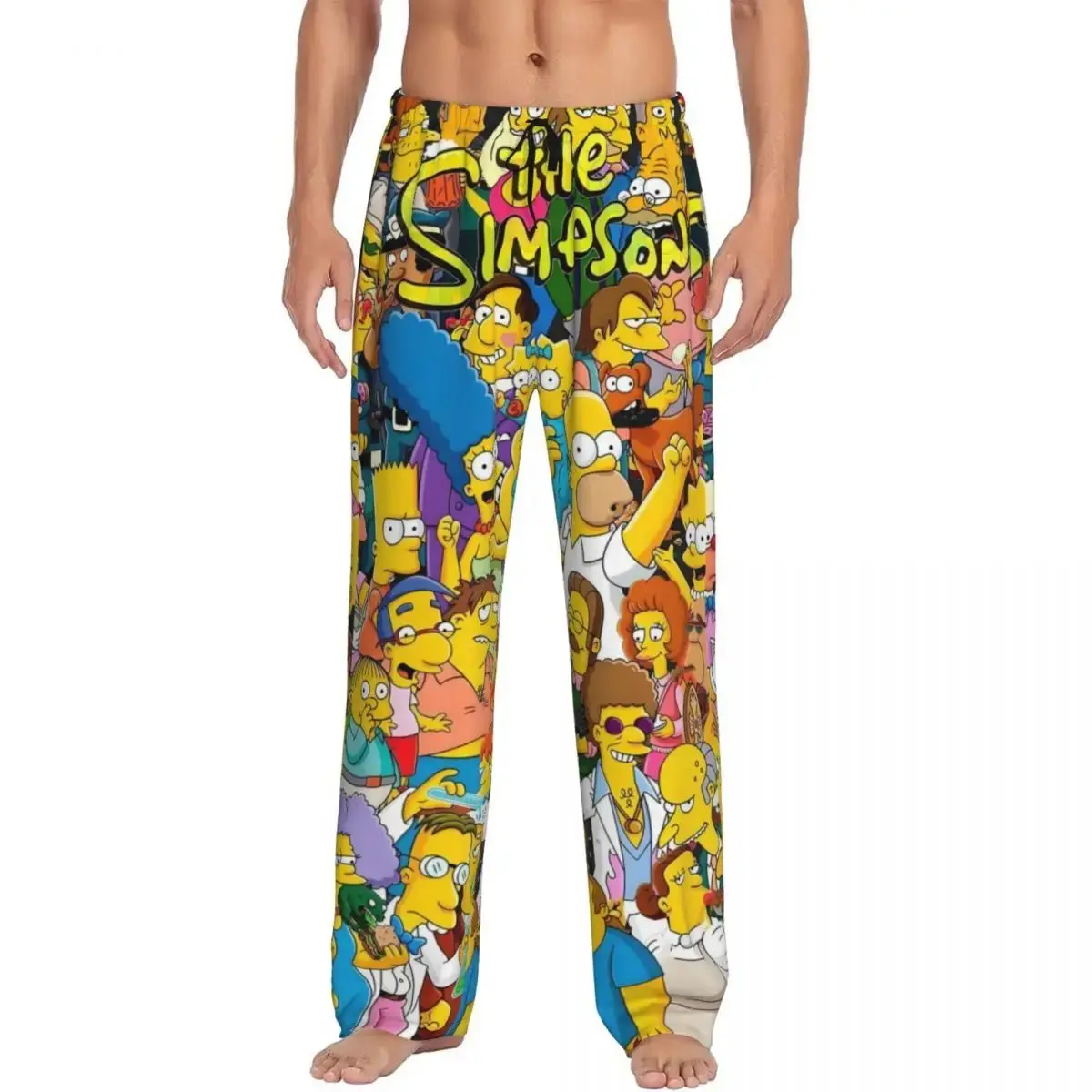 Pantalones de Pijama Personalizados con Estampado de Los Simpson, Pantalones de Dormir con Bolsillos para Hombre, Diseño Animado
