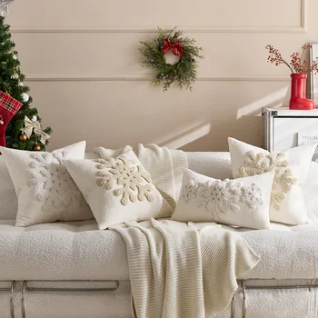 Embroidered Snowflake Christmas Pillowcase 1