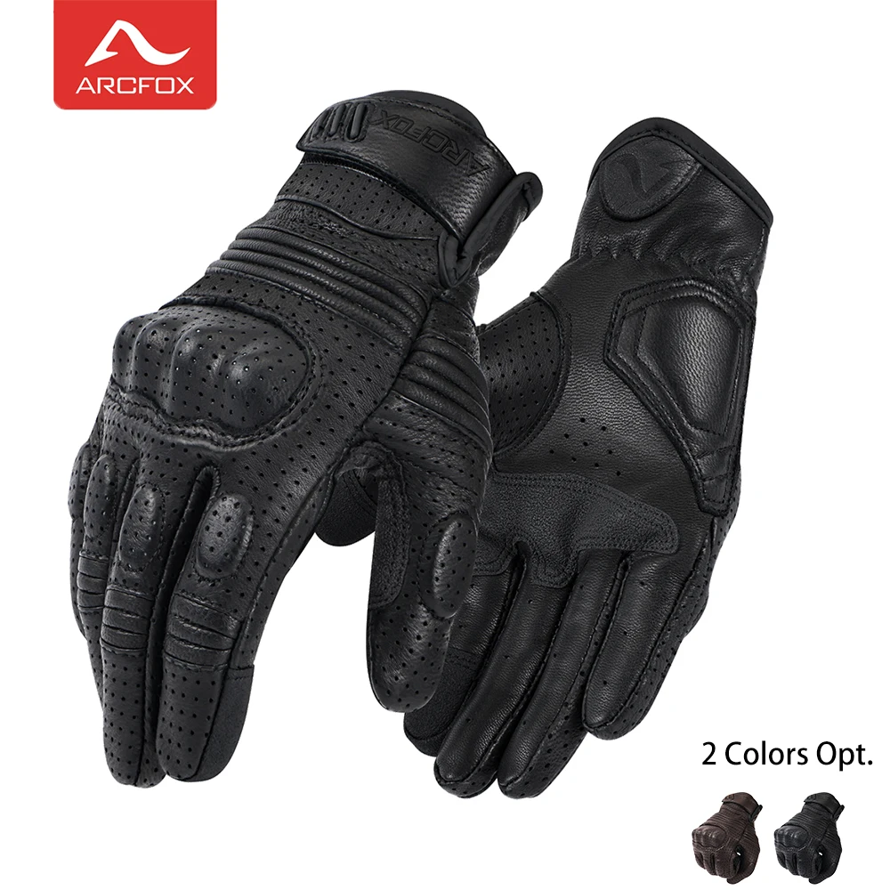 

New Motorcycle Goat Leather Gloves Breathable Touch Screen Wear-resistant Anti-slip Comprehensive protection Black Brown