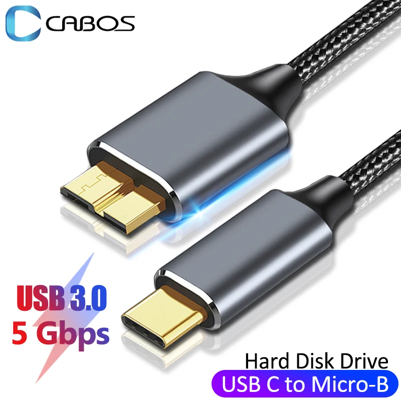 USB C to Micro B 3.0 Cable  For MacBook Laptop Hard Drive Disk MicroB Connector Cable USB 3.0 Type C to Micro B 5Gbps Data Cable