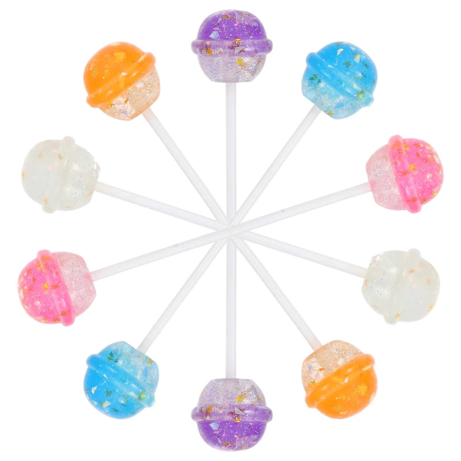 

10pcs Simulated Resin Lollipop Photo Prop Decorative Candy Props Craft Lessons Parent Child Activity Christmas New Year Party