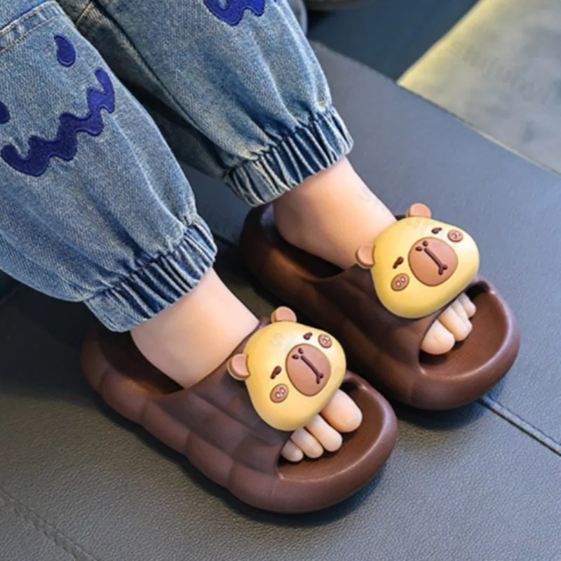 Capybara Slippers Children Home Bathroom Sandals 2025 Summer Anti-slip Platform Kid Slippers Cartoon Slippers Outdoor Beach Shoe