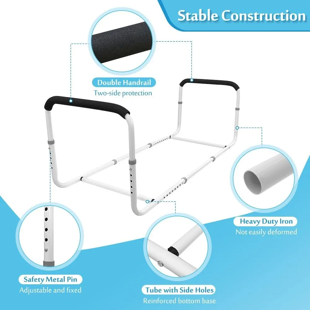 Double Bed Rail U Bar for Medical Beds Safety Assisting Rails Beds Support for Elderly Adults, Bed Railings for Seniors