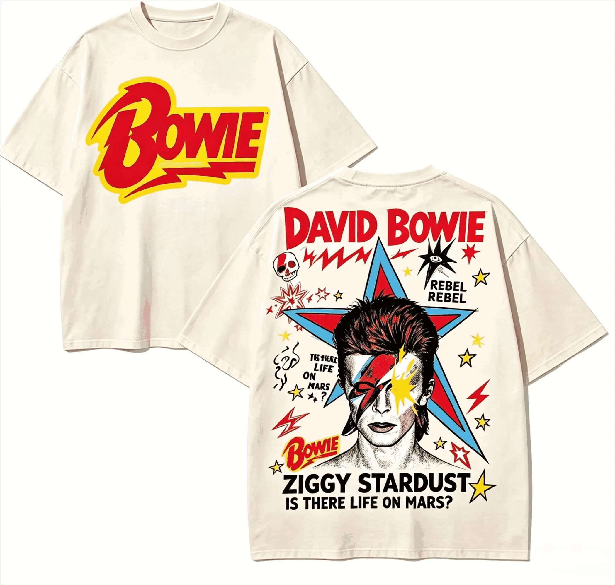 Y2k Streetwear Classic Top David Bowie Printed T-shirt Casual Print Short Sleeve Oversized O Neck T Shirt Rock Punk Tops Unisex
