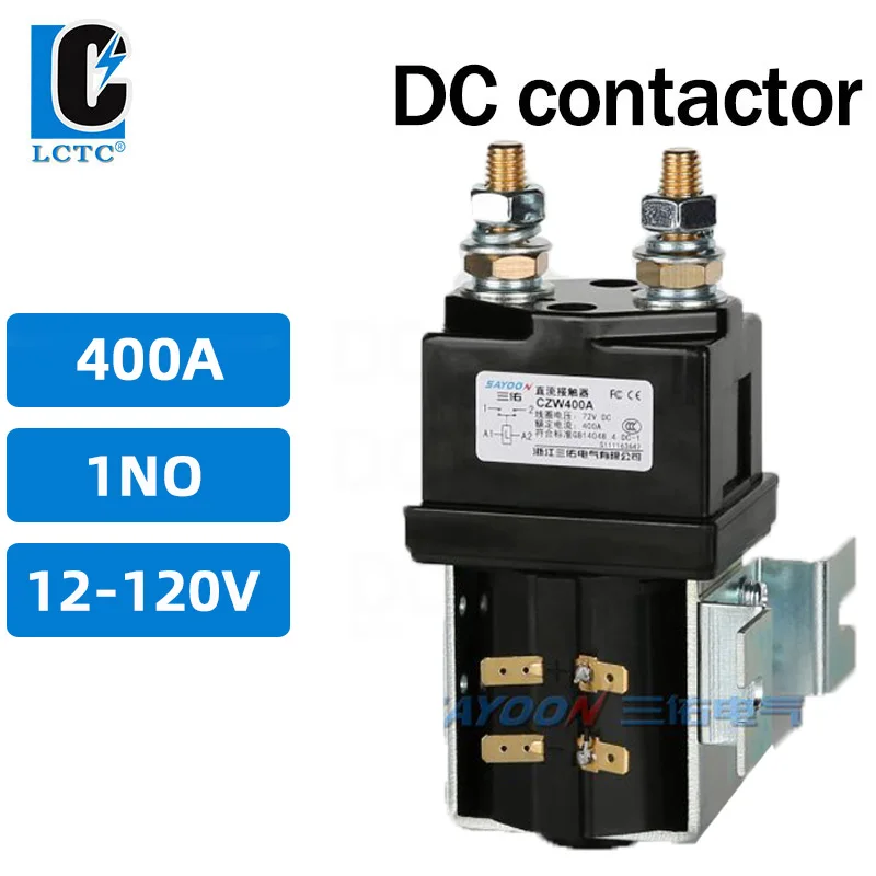 CZW 400A DC Contactor one normally open Relay 12V 24V 36V 48V 60V 72V 84V 120V for Car Electric Forklift Trucks Ships Battery