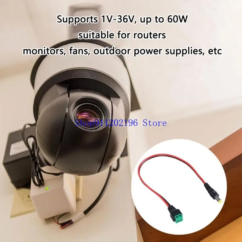 P82A 5.5x2.1mm Male Plug 12V Power Pigtail Cable for CCTV Camera Connector Tail Exten