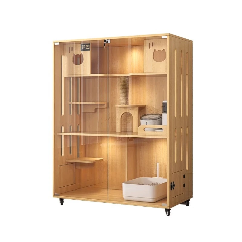 

Cat villa cage household indoor nest house free space solid wood