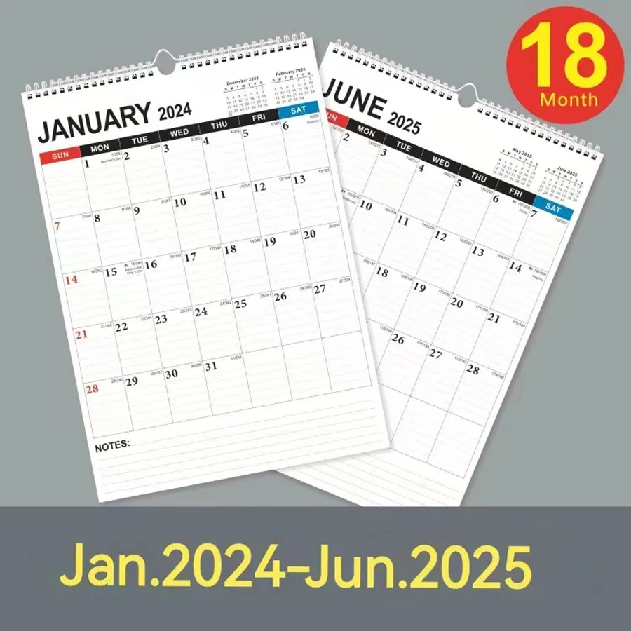 Large Wall Calendar Year 2024-2025 Large Daily Blocks Month Display Vertical Calendar for Daily Planner Hanging Office Calendar