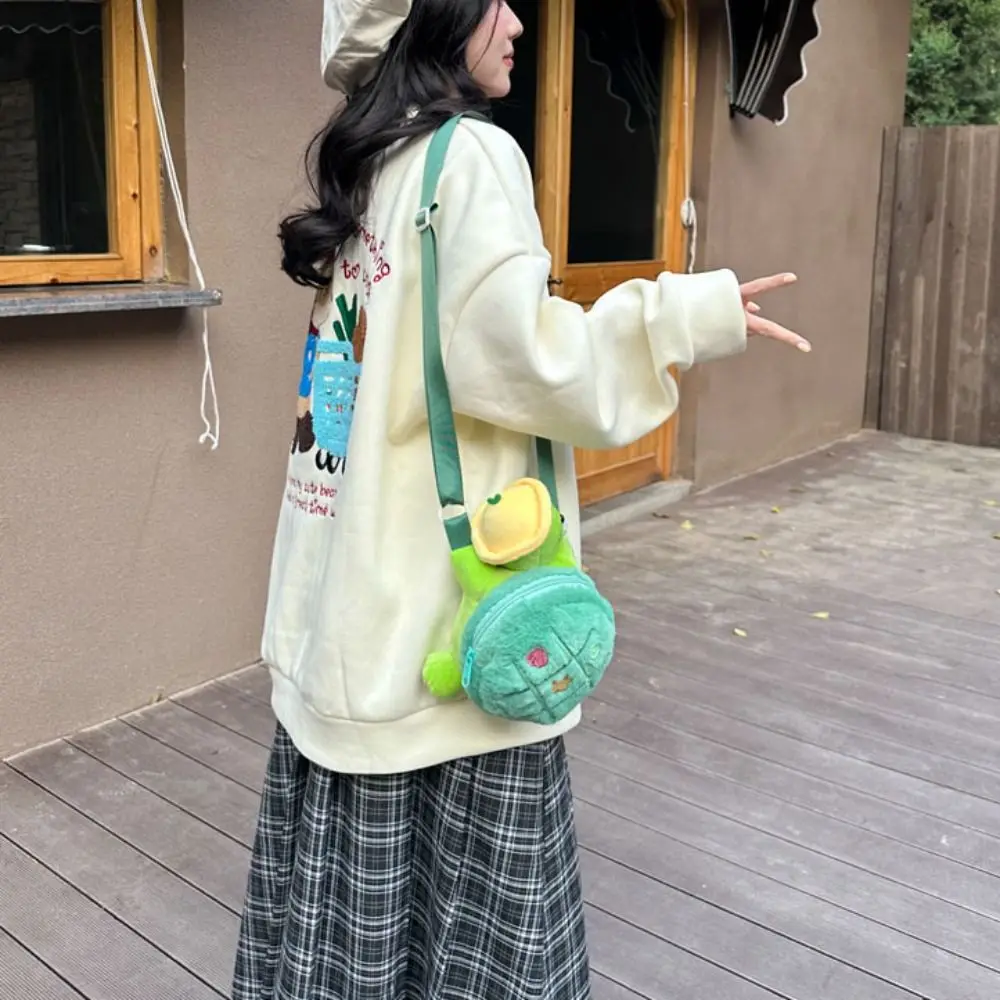 Animals Turtle Plush Backpack Phone Bag Large Capacity Turtle Doll Shoulder Bag 22cm Cute Cartoon Plush Schoolbag Girls