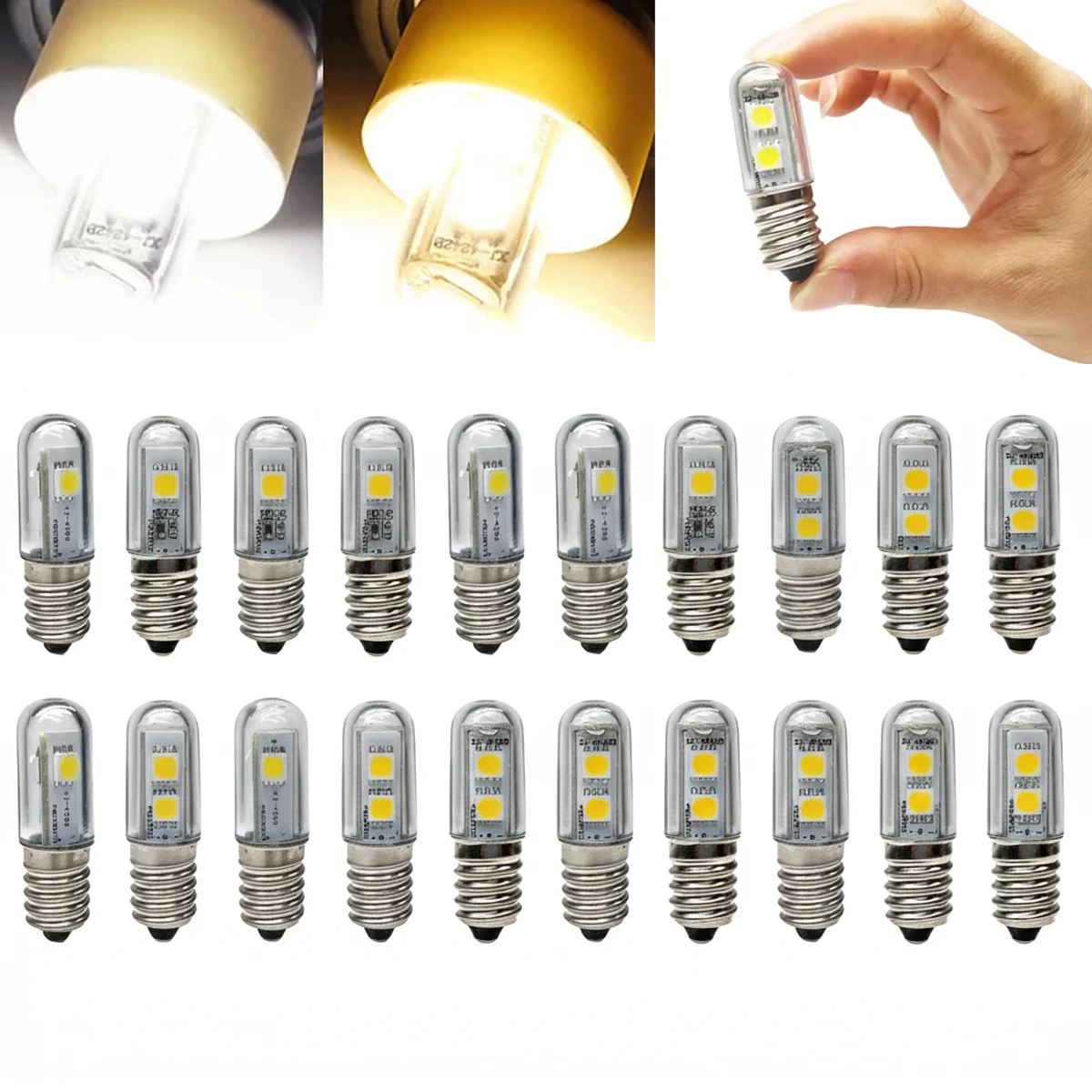 

20Pcs T15 E14 LED Corn Light Bulb 0.5W 1W 5050 SMD Cold Warm White Lamp For Refrigerator Night Lights Energy Saving AC 220V