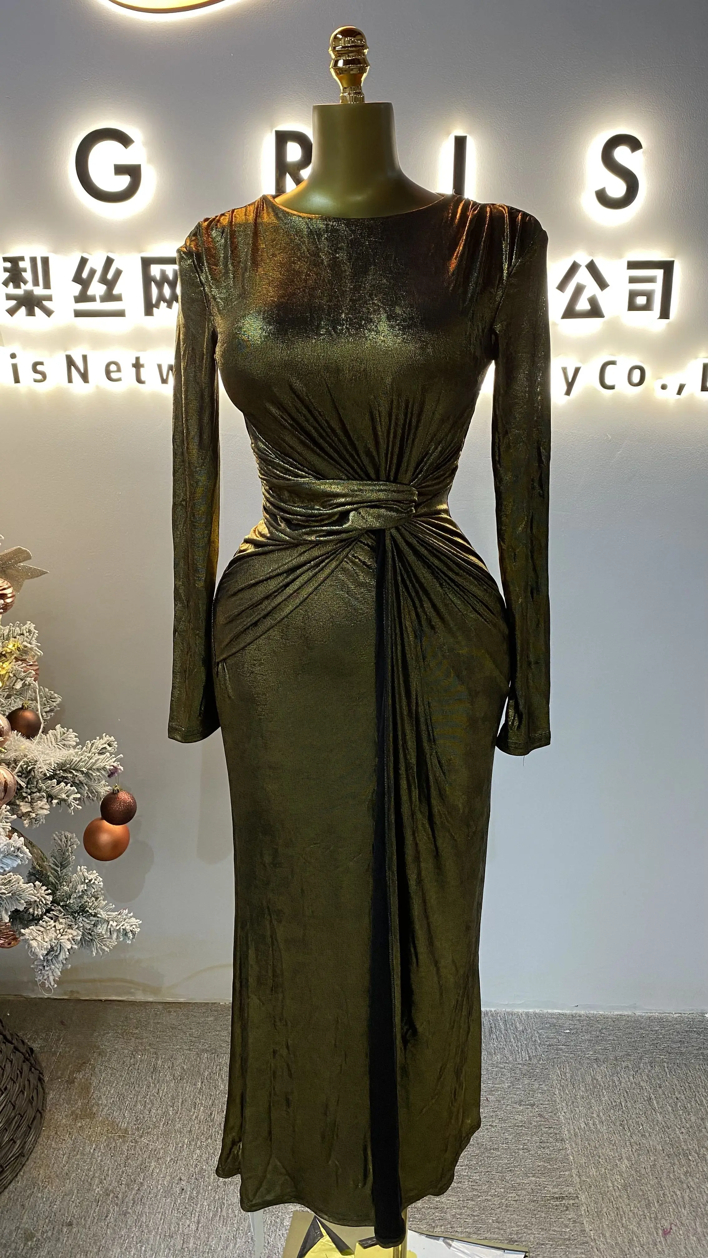 وصول جديد: فستان سهرة أنيق بكشكشة مطرزة وأكمام منتفخة وقماش شاش - فستان حفلات نسائي إسلامي-GZXX093 #3