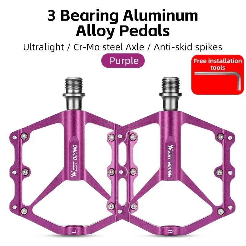 

Велосипедная педаль с 3 подшипниками из алюминиевого сплава, MTB, дорожные велосипедные педали, плоские педали из алюминиевого сплава, аксессуары для велосипеда