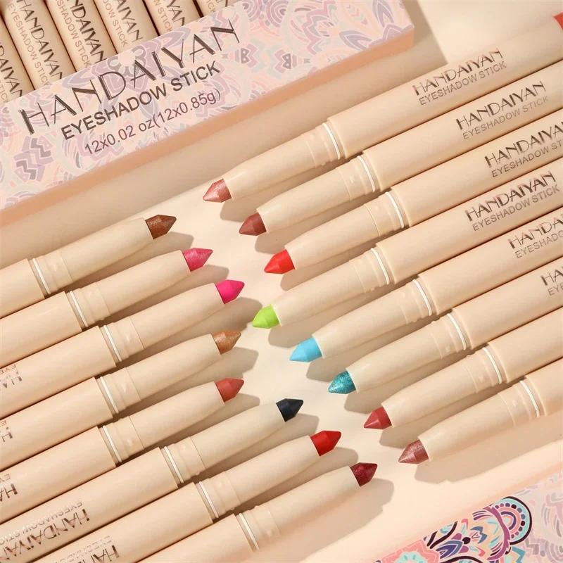 22 가지 색상 글리터 아이 섀도우 펜슬 진주 빛 매트 아이 섀도우 핑크 블루 아이 라이너 펜 오랫동안 지속되는 메이크업 안료 화장품